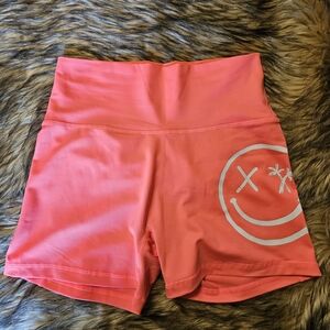 Salty Savage Coral Athletic Shorts with Smiley Design